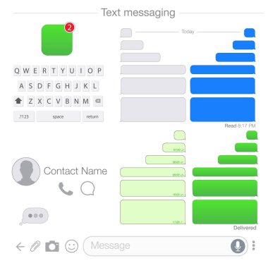 Vektör modern sms veya ileti simgeleri. Kabarcık konuşma ayarlayın. Metin mesajlaşma UI ayarla.