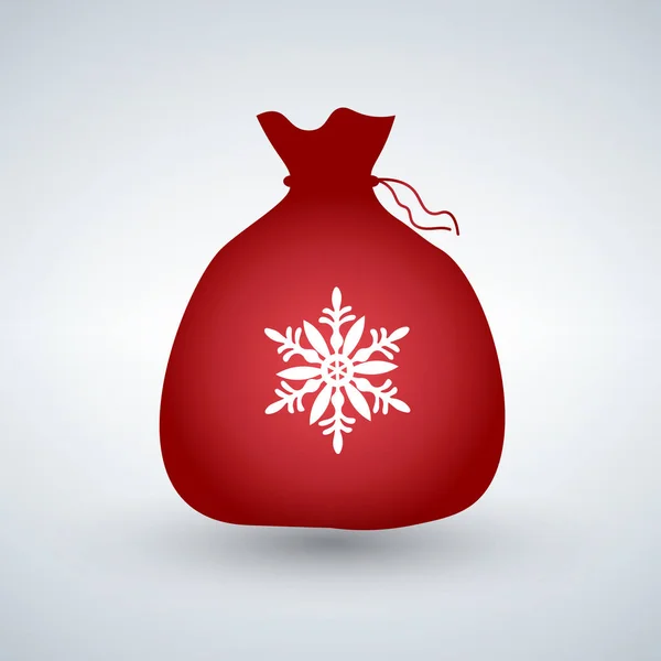 Bolso de Navidad Santa con regalos y copo de nieve — Vector de stock
