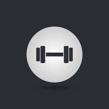 Halter simgesi. Fitness Spor sembolü. Spor salonunda egzersiz donanımları. Daire düğmeleri düz işareti ile. Vektör