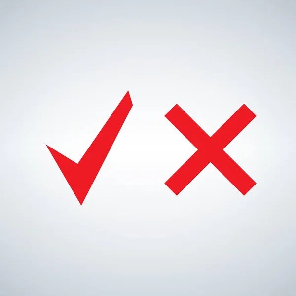 Red Tick och korsets tecken. Knapp för att rösta ja och nej. — Stock vektor
