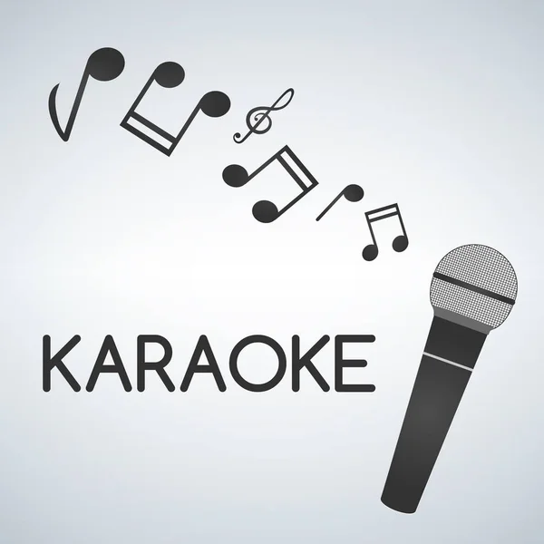 Mikrofon-Karaoke-Vektorsymbol, Mikrofon umgeben von Notensymbol. — Stockvektor