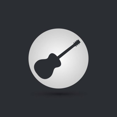 Gitar siluet daire simge vektör, akustik müzik aleti işareti
