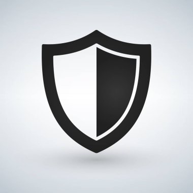 Beyaz arka plan üzerinde izole trendy düz stilde kalkan kutsal kişilerin resmi. Web sitesi tasarımı, logo, app, UI kalkan simgesi. Vektör