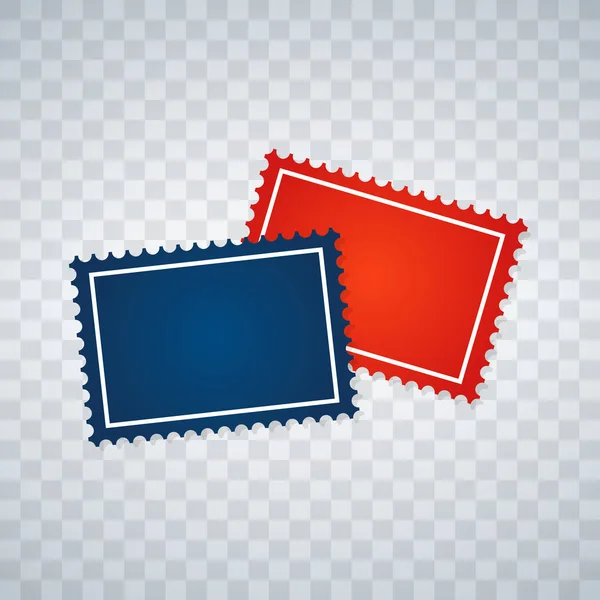 Üres postai bélyegek meg az átlátszó háttér. Vektor — Stock Vector