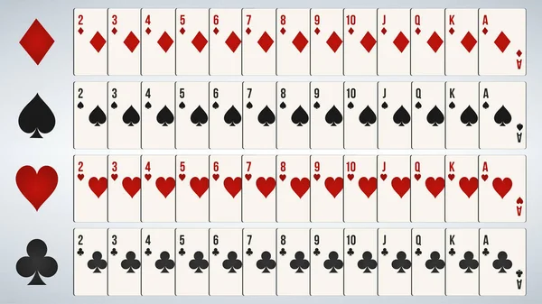 Poker cartes à jouer, jeu complet . — Image vectorielle