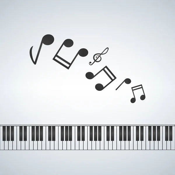 Plantilla de piano, música creativa concepto ilustración con notas — Vector de stock