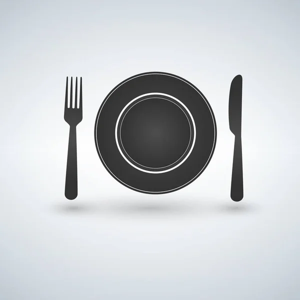 접시, 나이프와 포크 장소 설정 — 스톡 벡터