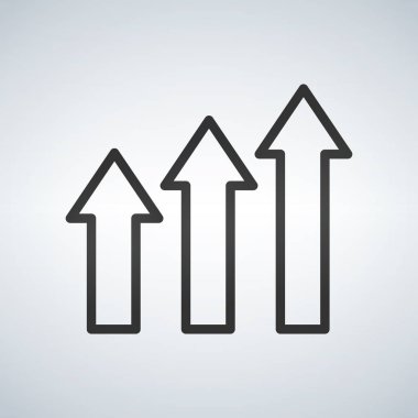 Beyaz arka plan vektör çizim içinde üç ok finansal büyüme