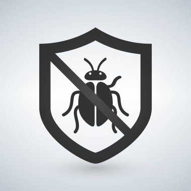 Hata simgesi ile kalkan. Virüs koruma simgesi.