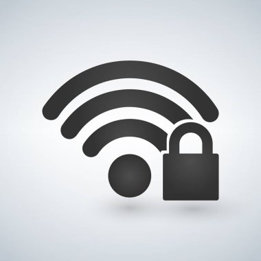 Güvenlik wifi simge vektör çizim üzerinde beyaz izole.