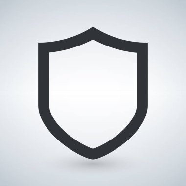 Beyaz arka plan üzerinde izole trendy düz stilde kalkan kutsal kişilerin resmi. Web sitesi tasarımı, logo, app, UI kalkan simgesi.