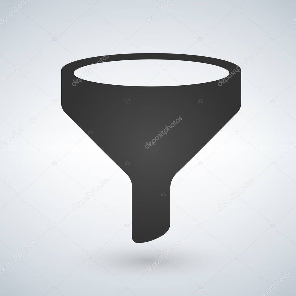Funnel or filter icon, vector illustration isolated on white background