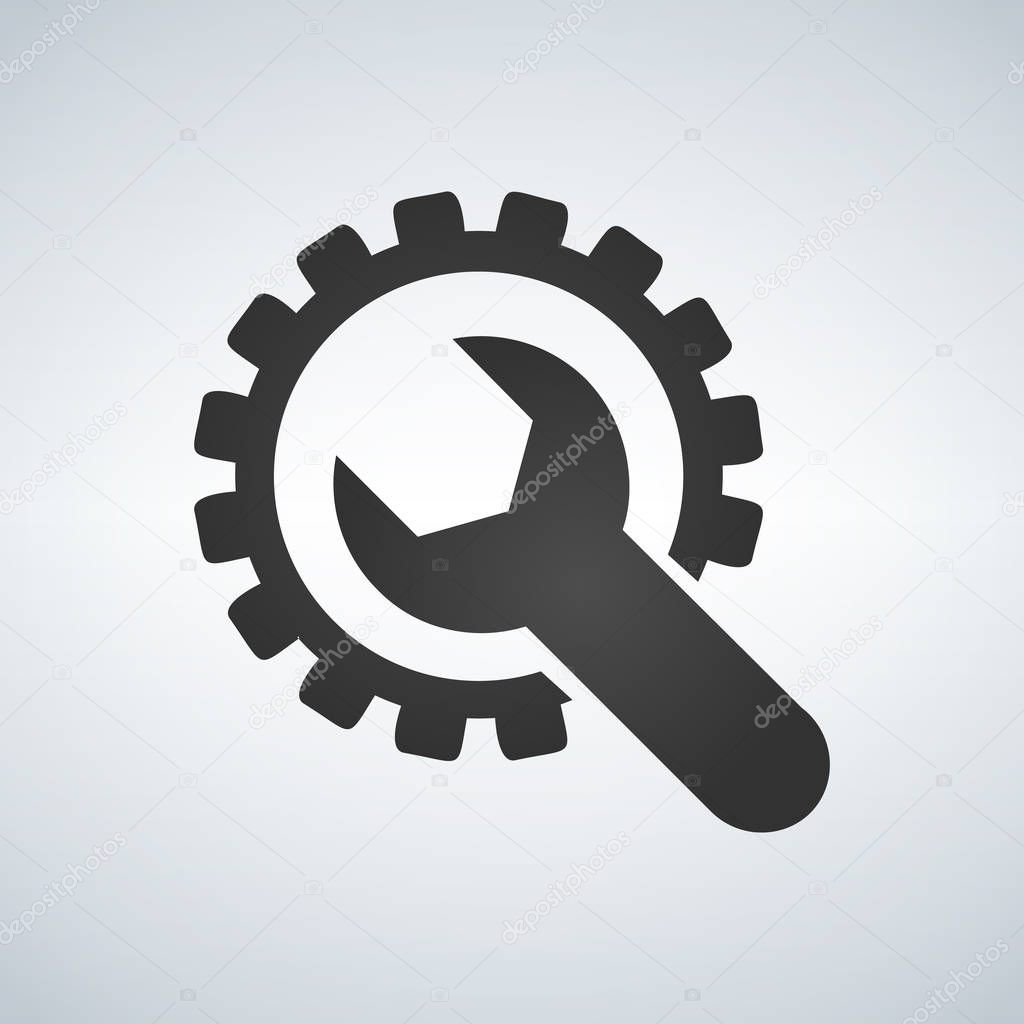 Gear and Wrench icon, settings, repair service