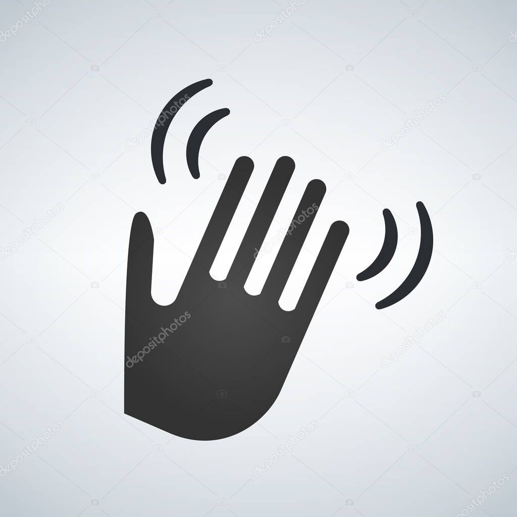 Waving hand vector icon isolated on white background.