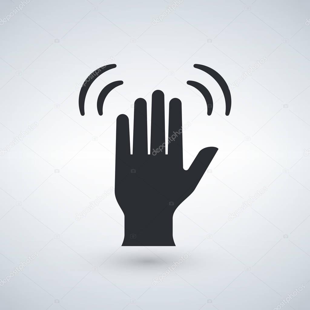 Waving hand vector icon isolated on white background.