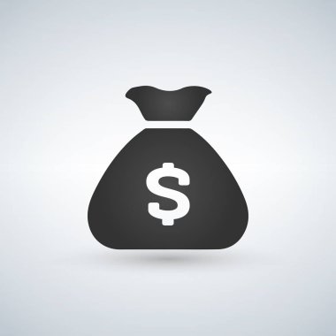 Para Torbası Simgesi beyaz arka planda. Vektör illüstrasyonu.
