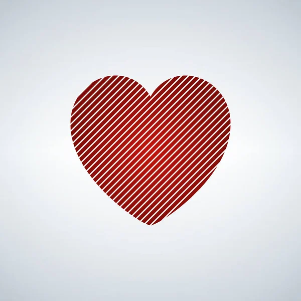 Coeur rouge à rayures diagonales, illustration vectorielle isolée sur fond blanc . — Image vectorielle