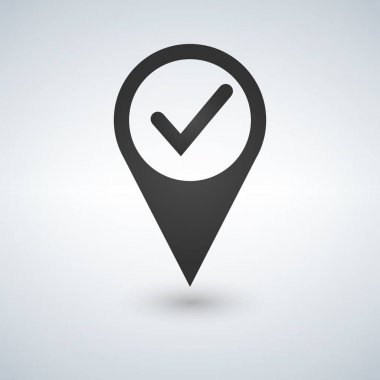 Kontrol noktası yaratıcı sembolü kavramı. Global Positioning System simgesini şablonu. Gezinti onay işareti. Nokta işareti vektör çizim