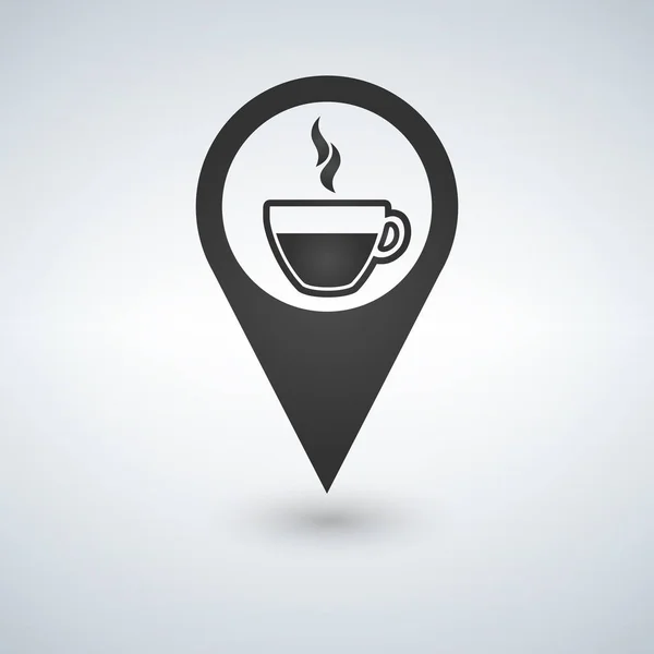 Coffee Shop Locatie Met Koffie Kopje Pictogram Vector Gevuld Plat — Stockvector