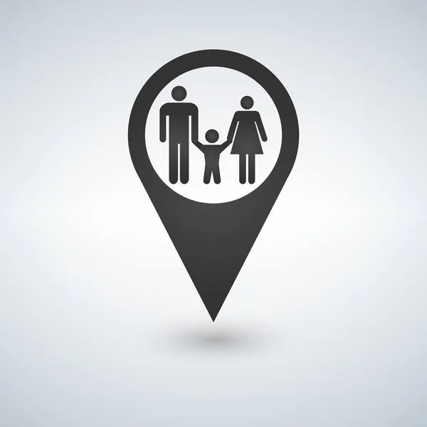 Puntero Mapa Con Una Familia Ilustración Vectorial — Vector de stock