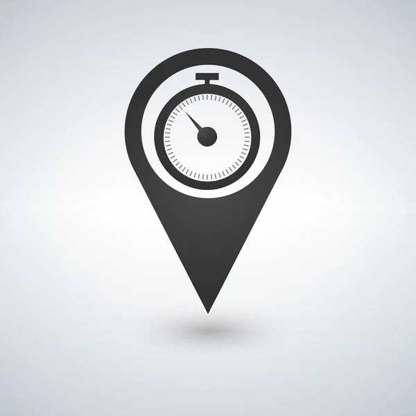 Vector cronómetro y combinación de logotipo de puntero de mapa. Localizador de tiempo y GPS símbolo o icono . — Vector de stock