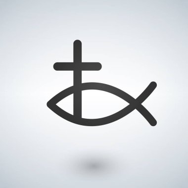 Jesus Fish and cross Icon . Vector illustration. clipart