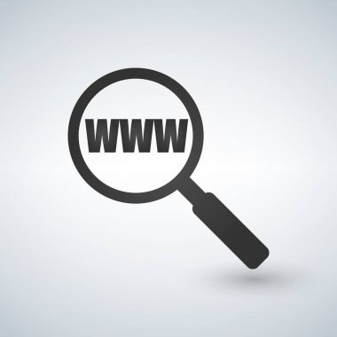 Büyüteç ile metin Www, vektörel çizimi.