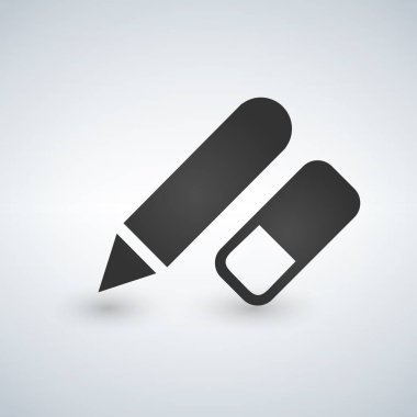 Kurşun kalem ve silgi, modern tasarım düz simgesi