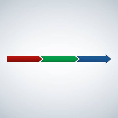 Üç bölüm renkli doğrusal ok. Şablon infographics.