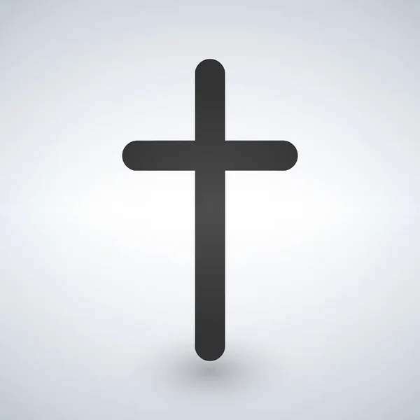 Icono de cruz cristiana minimalista. Signo de cruz cristiana negra aislada sobre fondo blanco. Ilustración vectorial . — Archivo Imágenes Vectoriales