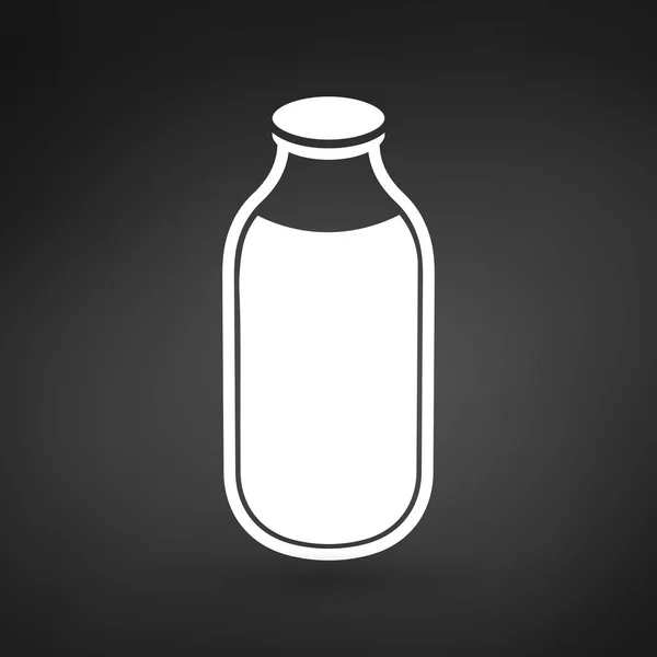 Melk of water fles pictogram, vectorillustratie op zwart — Stockvector