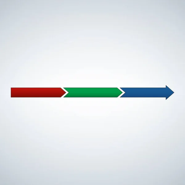 Flèche linéaire de trois sections. Infographie du modèle . — Image vectorielle