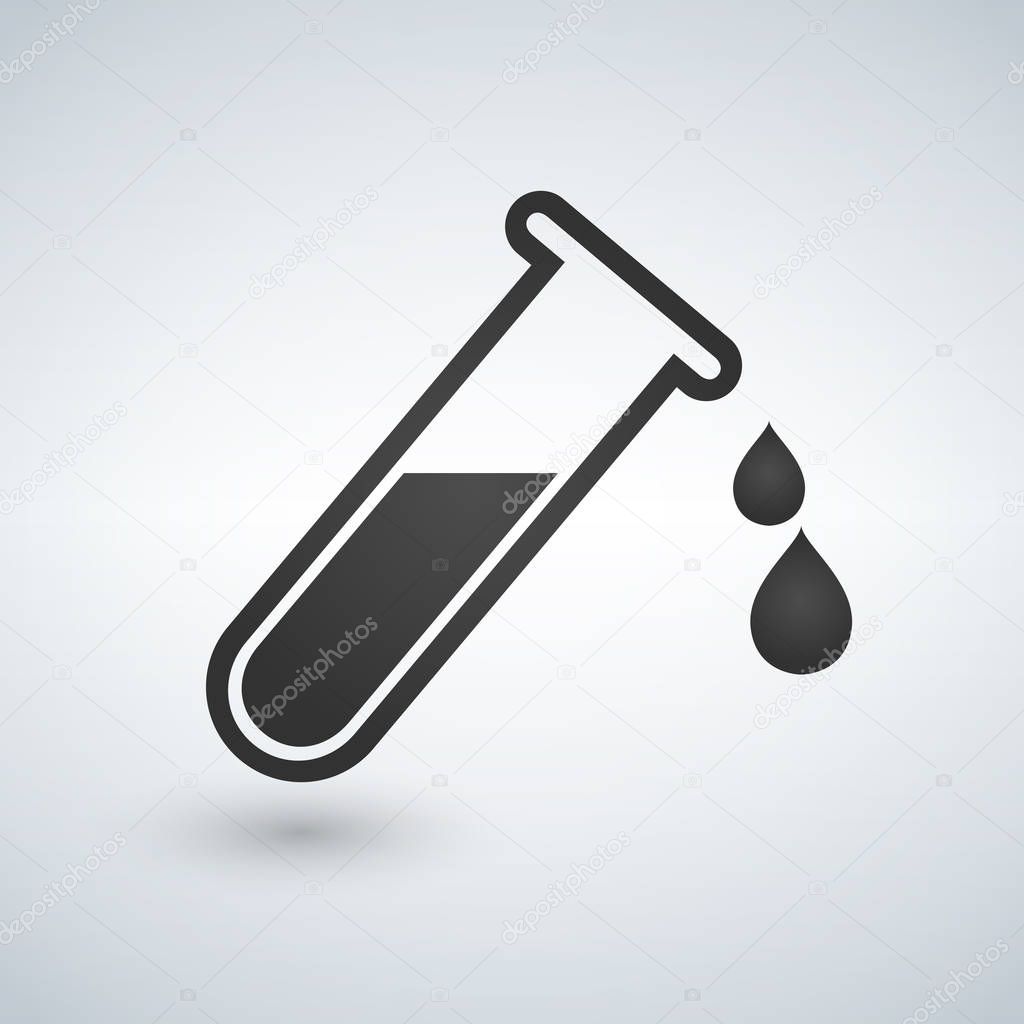 Test tube with drop. medical and chemical icon. Vector illustration