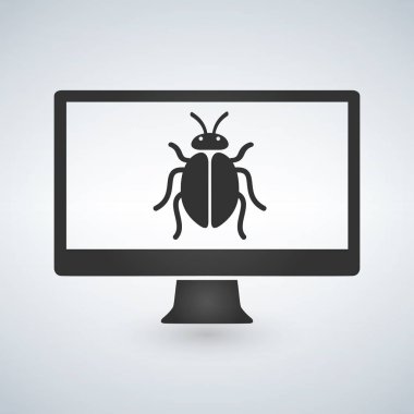 Bilgisayar malware, hatanın ekran vektör illustrati üzerinde tarafından enfekte