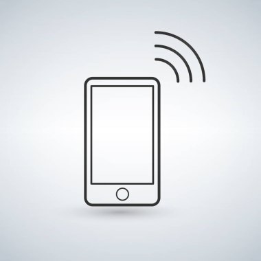 Wifi sinyal ile Smartphone anahat simgesi. Vektör tasarım şablonu.
