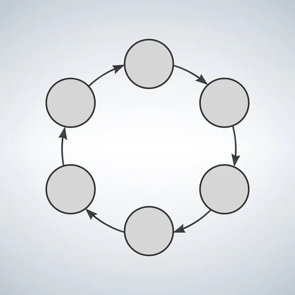 Infografic cerc vectorial. Șablon pentru diagrama ciclului, grafic, prezentare și diagramă rotundă. Conceptul de afaceri cu 6 opțiuni, piese, pași sau procese . — Vector de stoc