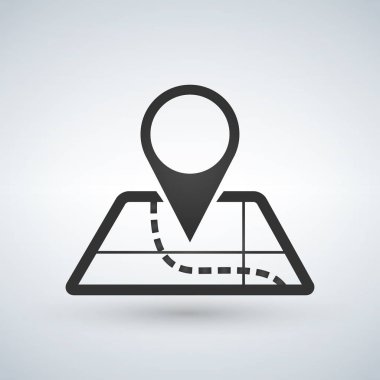 PIN simgesiyle 3D harita illüstrasyon izole beyaz arka plan üzerinde vektör.