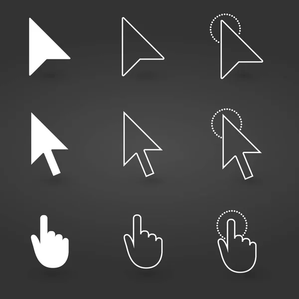 Icono del cursor de mano y flecha. iconos de ordenador conjunto universal para web y móvil. Ilustración vectorial . — Vector de stock