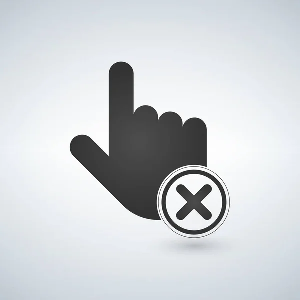 Afbreken of hand cursor zwarte icoon verwijderen. vectorillustratie. — Stockvector