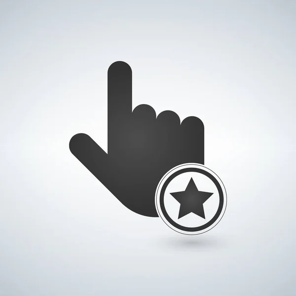 Hand Mouse cursor icon with star in the circle. Vector illustration. — Stock Vector