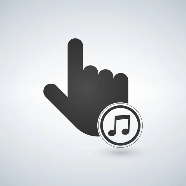 Illustration d'une main touchante isolée avec une icône musicale . — Image vectorielle