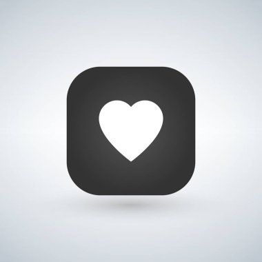 uygulama düğmesinin üzerinde beyaz kalp simgesi. vektör çizim.