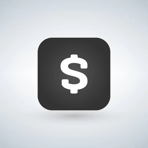 Icono del dólar estadounidense en el botón de aplicación negro. Ilustración vectorial . — Vector de stock
