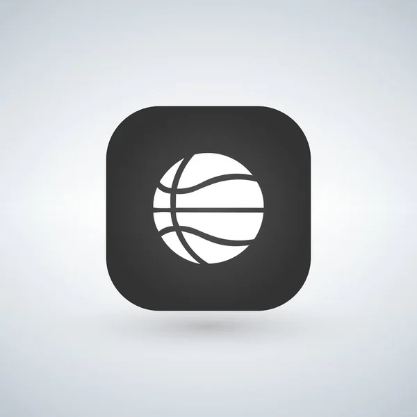 Ícone de basquete vetor preto botão app com sombra . —  Vetores de Stock