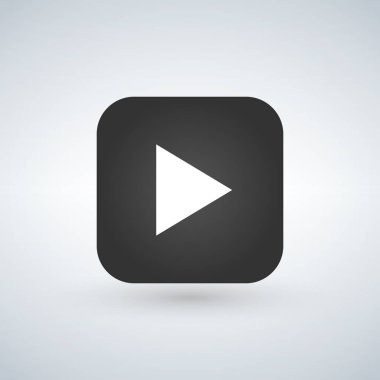 Multimedya play app butonuna, üzerinde beyaz izole vektör çizim.