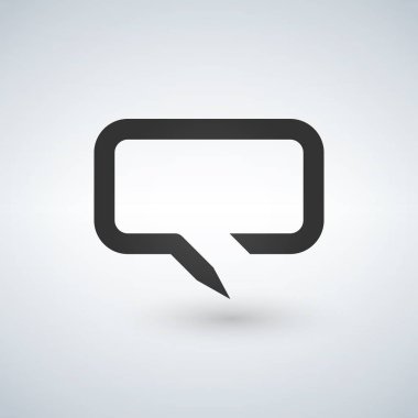Sohbet kabarcık satırı basit simgesi, vektör işareti, anahat üzerinde beyaz izole doğrusal stil piktogram.