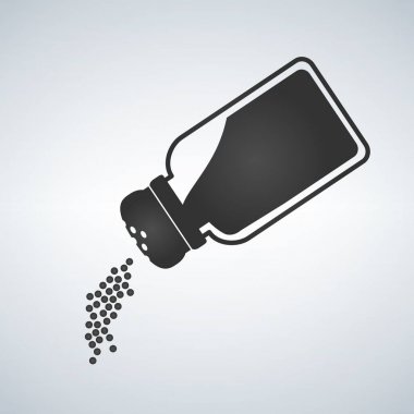 Düz stil beyaz arka plan üzerinde izole tuz shaker simgesini. Madde pişirme ve pişirme. Vektör çizim