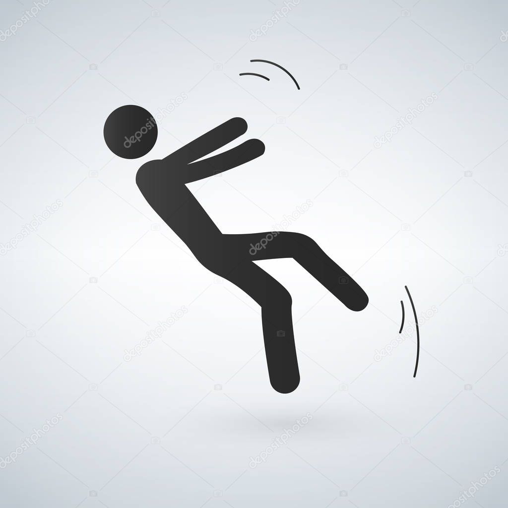 Falling person silhouette pictogram. Vector illustration on white background