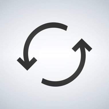 Döndürme oklarını simge vektör. Basit düz sembolü. Beyaz arka plan üzerinde mükemmel siyah piktogram illüstrasyon.