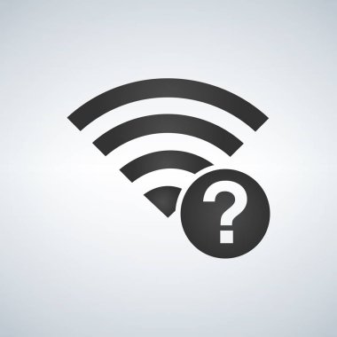 WiFi bağlantı sinyal simgesi daire içinde soru işareti. Modern arka plan üzerinde izole vektör çizim.